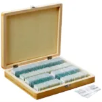 AmScope PS100B 100pc Prepared Glass Microscope Slides in Wood Case with Insect, Mammal and Human Cell and Tissue Specimens - SET B