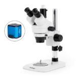 AmScope SM-1TN Industrial Inspection Zoom Trinocular Stereo Microscope 7X-45X Magnification on Pillar Stand w/ Small Base - Image 4