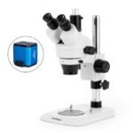 AmScope SM-1TN Industrial Inspection Zoom Trinocular Stereo Microscope 7X-45X Magnification on Pillar Stand w/ Small Base - Image 6