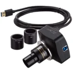 AmScope MU1203-BI 12MP USB 3.0 High-speed Back-illuminated Color CMOS C-Mount Microscope Camera with Reduction Lens and Calibration Slide